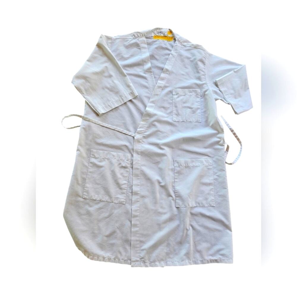 KWB Calco Lab Gown Unisex Medium Technician Laboratory Wrap Around Jacket White